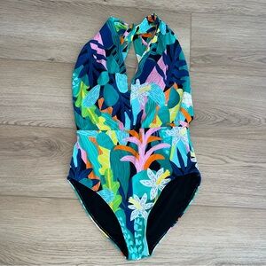 Palms Away Plunge Tropical One Piece Swimsuit